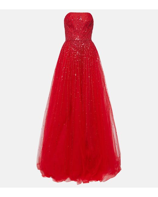 Monique Lhuillier Embellished tulle gown