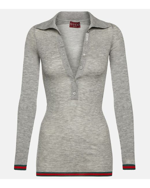 Gucci Ribbed-knit cashmere and silk top