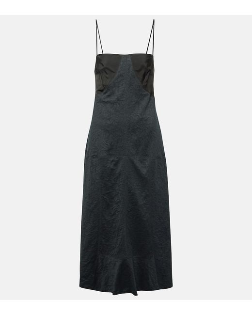 Jil Sander Lace-trimmed cotton-blend midi dress