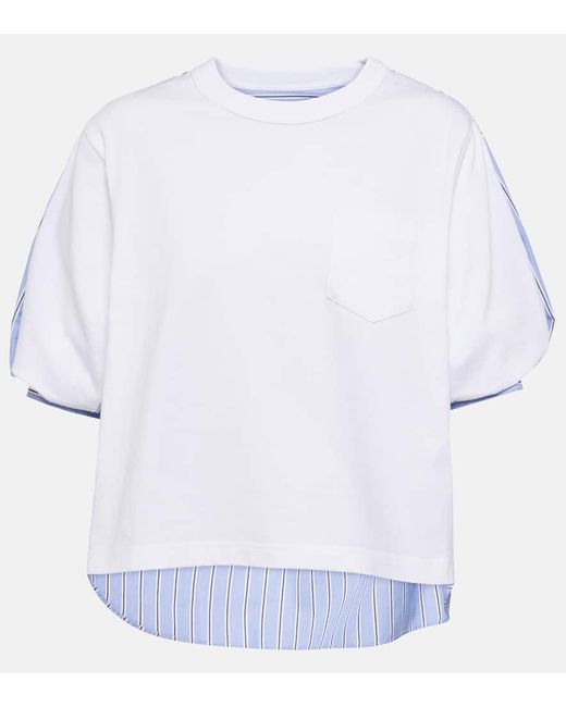 Sacai Cotton jersey and cotton poplin T-shirt