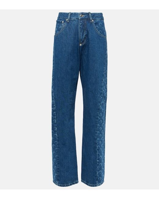 Marine Serre All Over Moon high-rise straight jeans