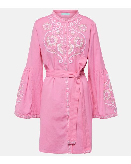 Melissa Odabash Everly embroidered cotton and linen minidress