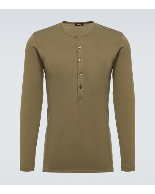 Tom Ford Cotton-blend jersey Henley shirt