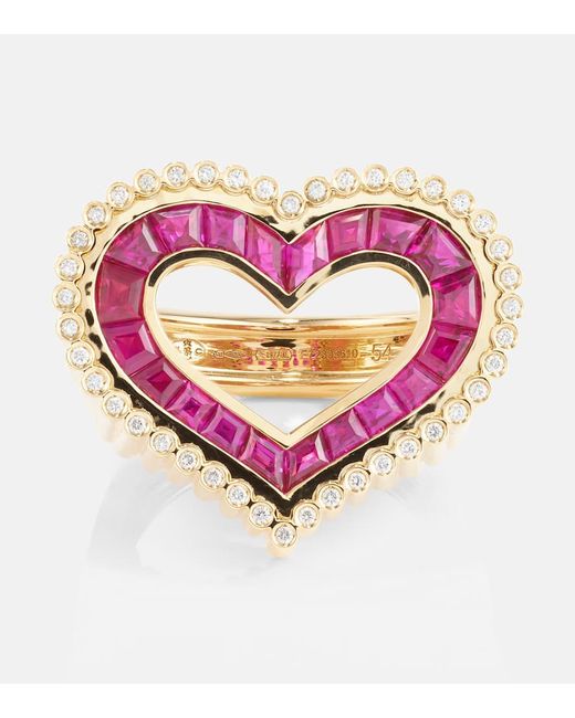 Marie Lichtenberg Love 18kt ring with diamonds and rubies