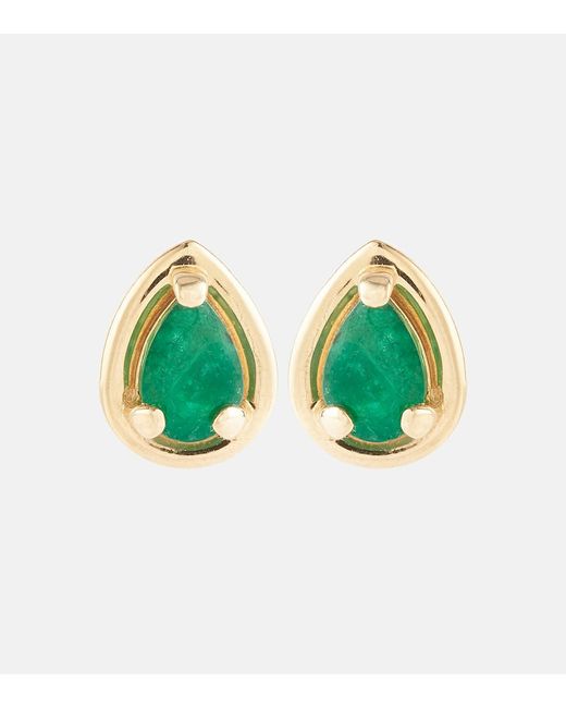 Stone And Strand Birthstone Bonbon 14kt gold earrings with emeralds