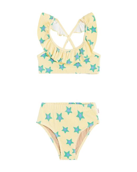 TinyCottons Starflowers ribbed-knit bikini