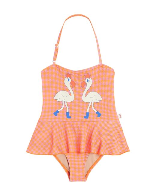 TinyCottons Flamingos checked swimsuit