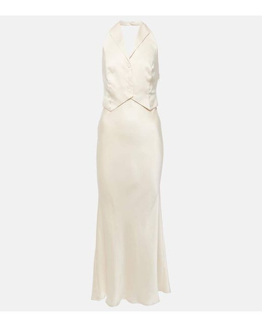 rixo Bridal Estella open-back silk midi dress
