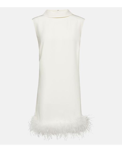 rixo Bridal Candice feather-trimmed silk minidress