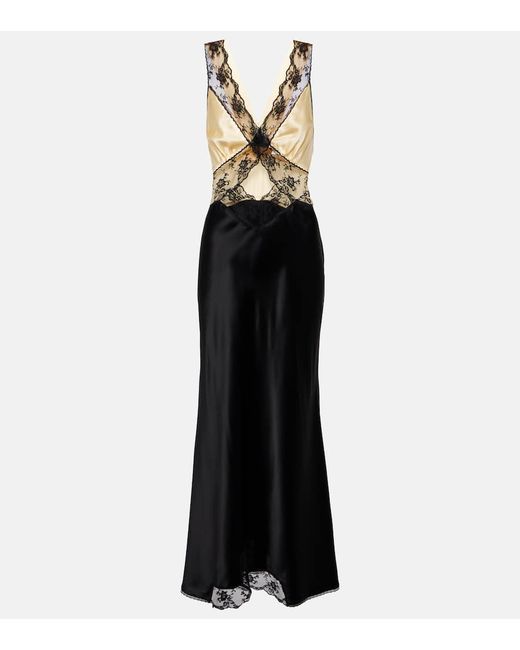 Sir. Aries lace-trimmed cutout silk maxi dress