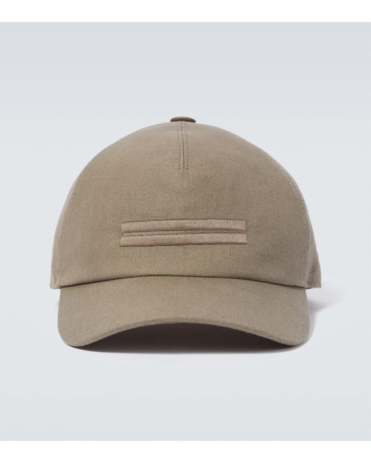 Z Zegna Embroidered linen baseball cap
