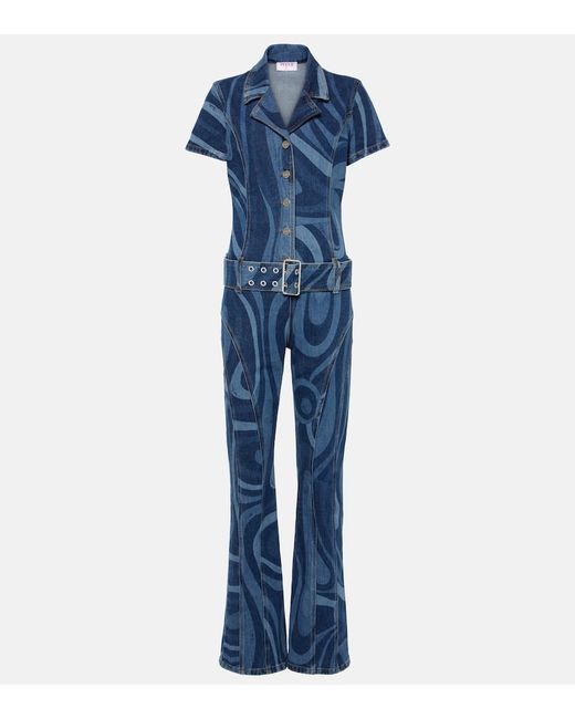 Pucci Marmo-printed denim jumpsuit