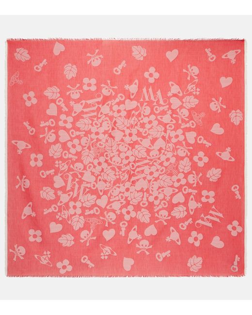 Vivienne Westwood VW Icons cotton wool and silk scarf