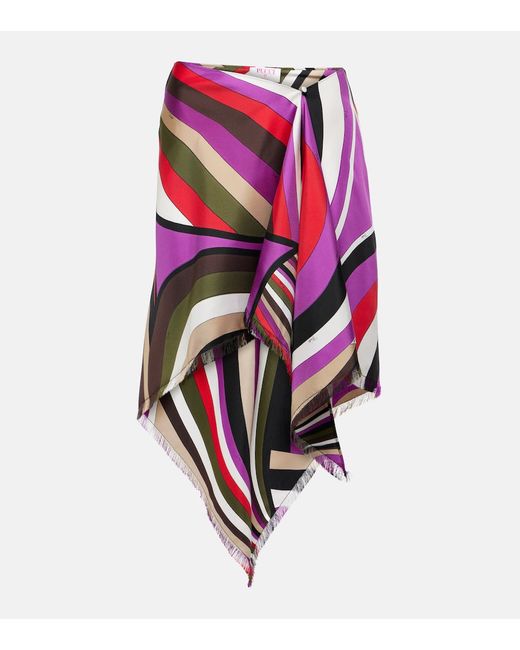Pucci Printed silk midi skirt