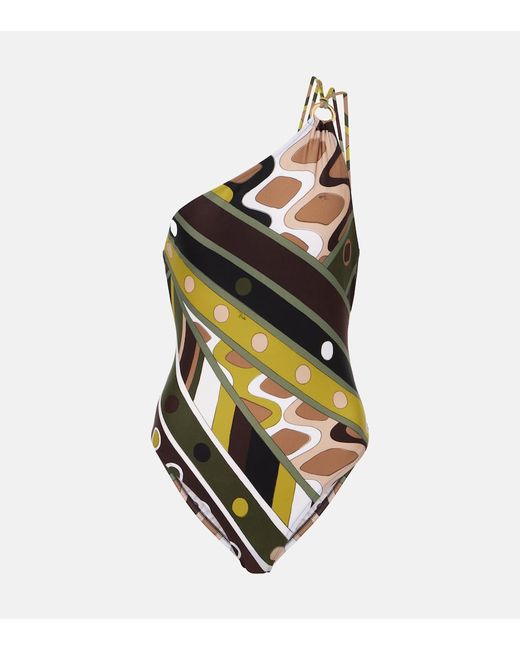 Pucci Printed one-shoulder swimsuit