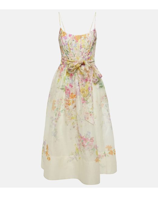 Zimmermann Natura floral linen and silk midi dress