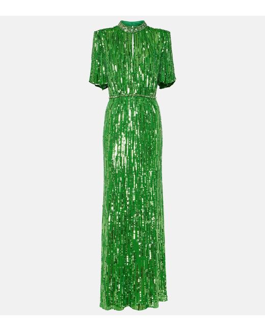 Jenny Packham Viola sequined cutout gown