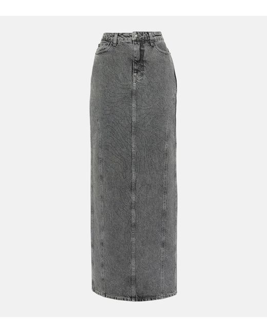 Rotate Embellished denim maxi skirt