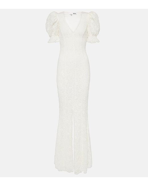 Rotate Bridal puff-sleeve lace maxi dress