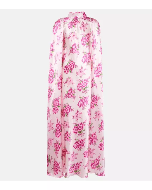 Rodarte Caped floral silk satin gown