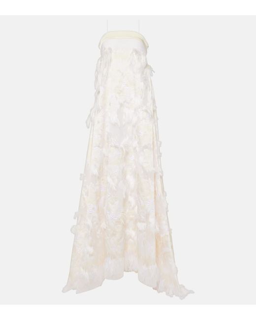 Taller Marmo Bridal Trapeze fringed jacquard gown