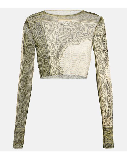 Jean Paul Gaultier Printed mesh crop top