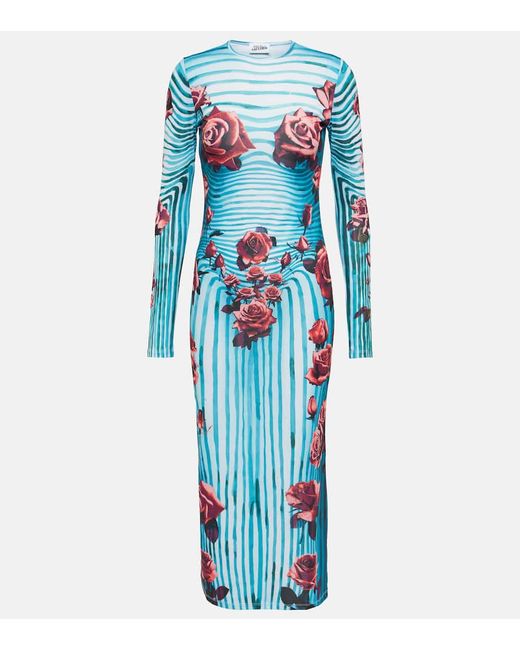 Jean Paul Gaultier Floral jersey midi dress