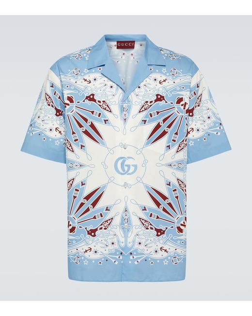 Gucci Double G printed cotton bowling shirt