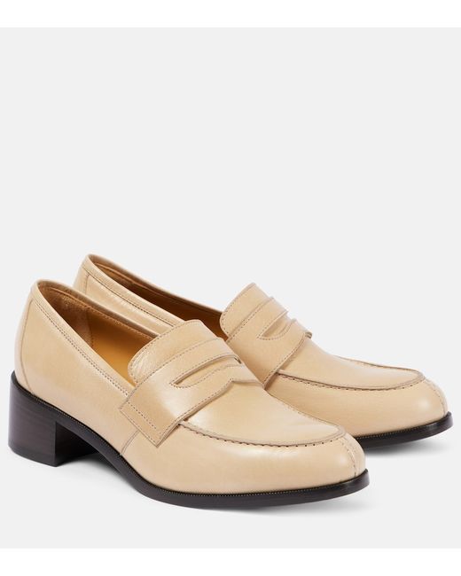 The Row Vera 45 leather loafer pumps