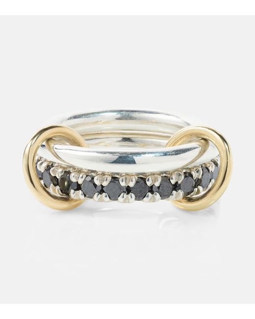 Spinelli Kilcollin Enzo SG Noir sterling and 18kt gold linked rings with black diamonds