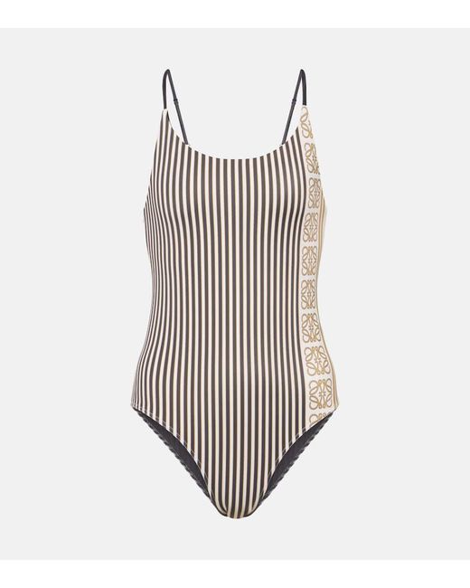 Loewe Paulas Ibiza Anagram striped swimsuit