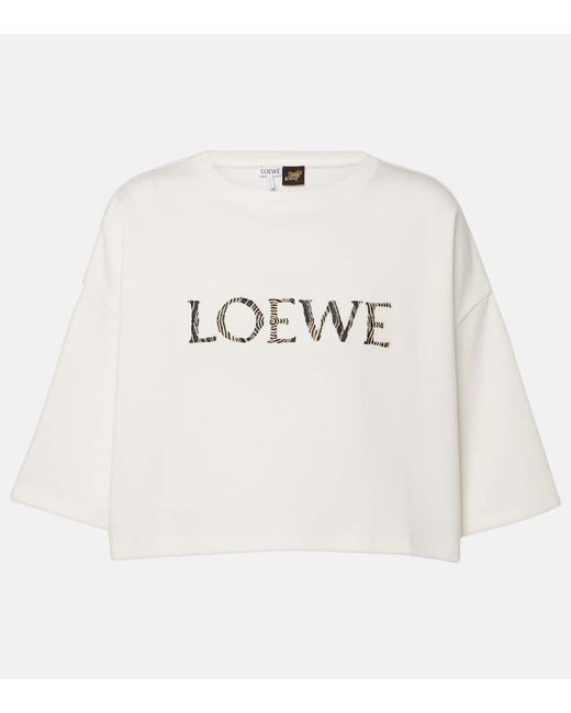 Loewe Paulas Ibiza logo cotton-blend crop top