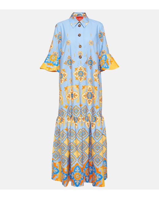 La Double J. Printed ruffled silk maxi dress