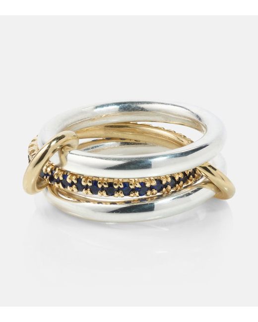 Spinelli Kilcollin Libra sterling silver and 18kt linked rings with sapphires