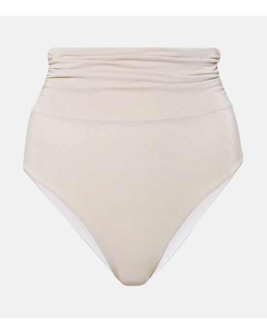 Max Mara Ruched high-rise Lurex bikini bottoms