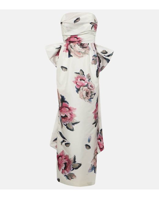 Rebecca Vallance Aveline floral strapless taffeta gown