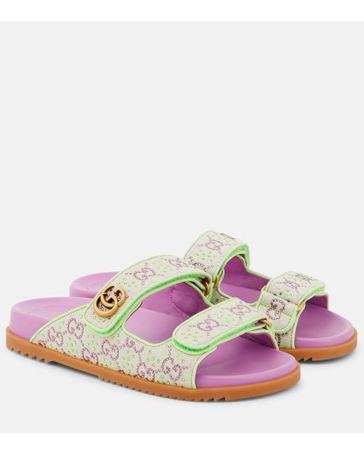 Gucci GG canvas crystal-embellished sandals