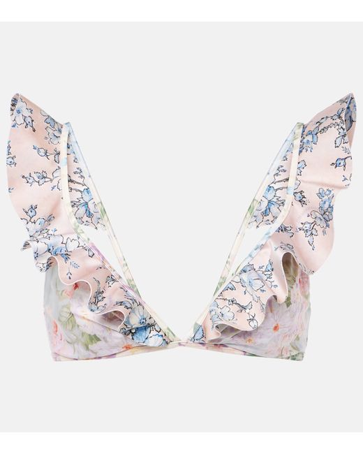 Zimmermann Halliday ruffled floral bikini top