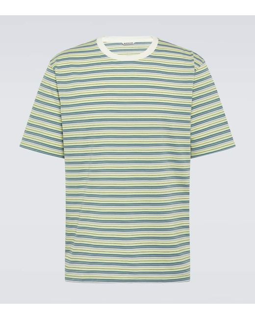 Auralee Striped cotton gauze T-shirt