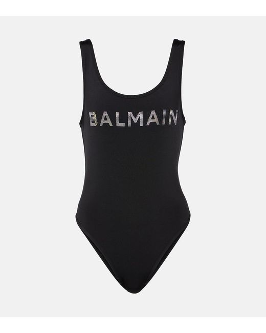 Balmain Logo embellished swimsuit