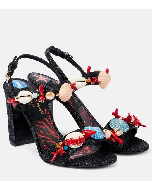 Dolce & Gabbana Capri Kiera Sophia embellished raffia sandals