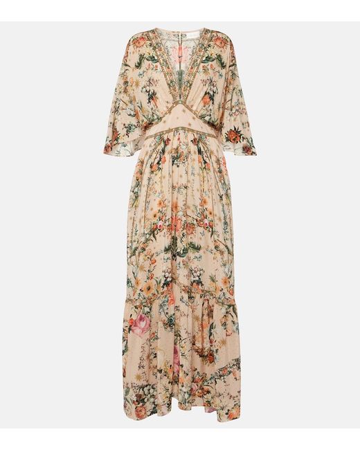 Camilla Floral embellished silk maxi dress