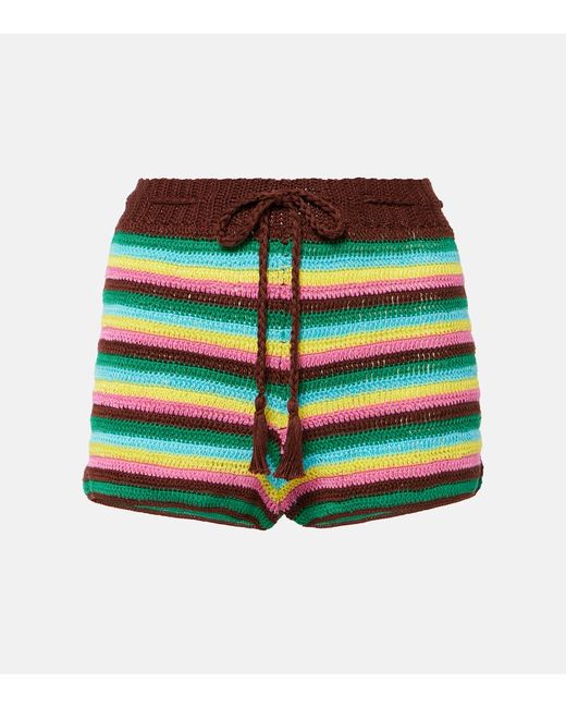Anna Kosturova Striped crochet cotton shorts