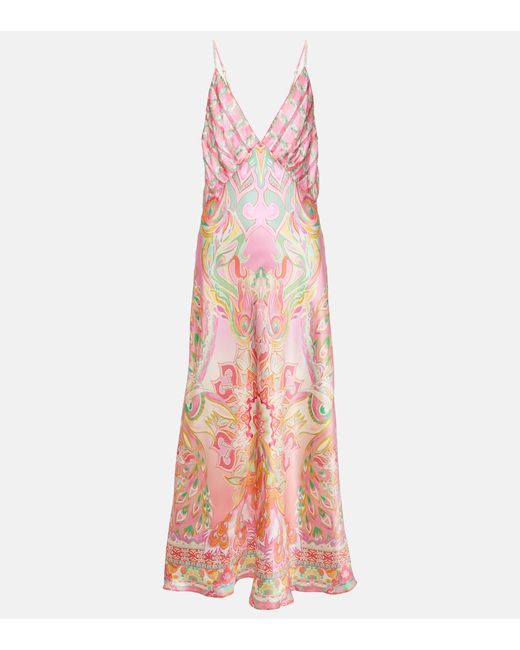 Camilla Printed silk slip dress
