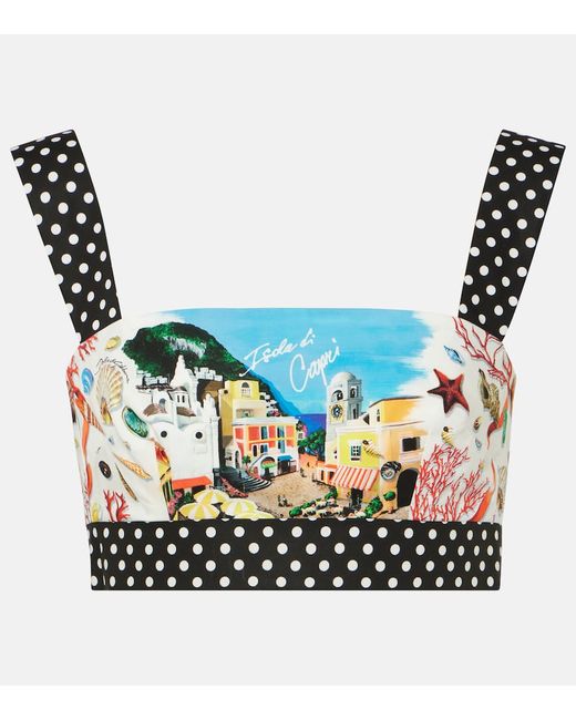 Dolce & Gabbana Capri polka-dot printed cotton bra top