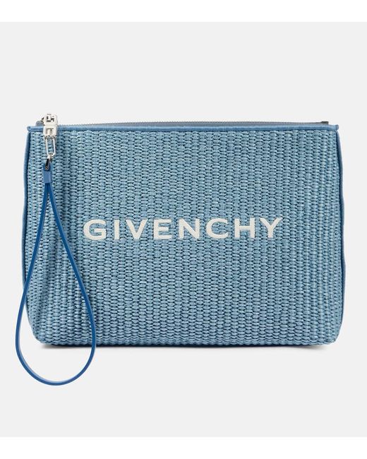 Givenchy Logo raffia-effect pouch