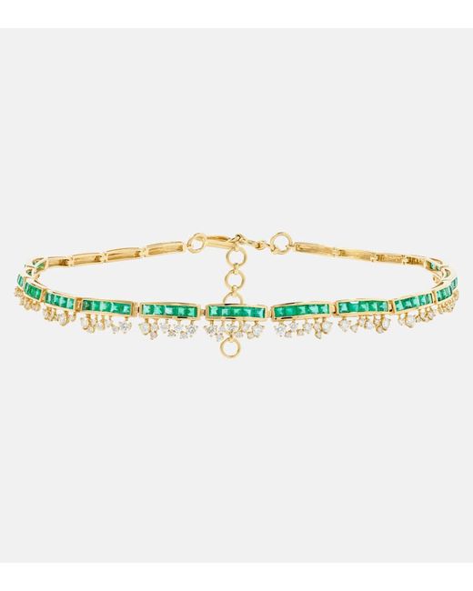 Ananya Scatter Petit Regal 18kt choker with emeralds and diamonds