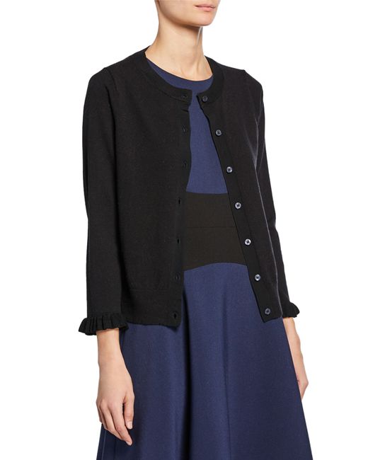Kate Spade New York button-front long-sleeve ruffle cardigan