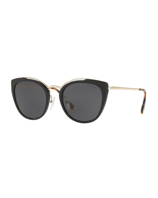 Prada Acetate Metal Mirrored Cat-Eye Sunglasses