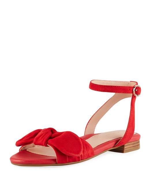 Taryn Rose Velda Ankle-Strap Bow Sandals